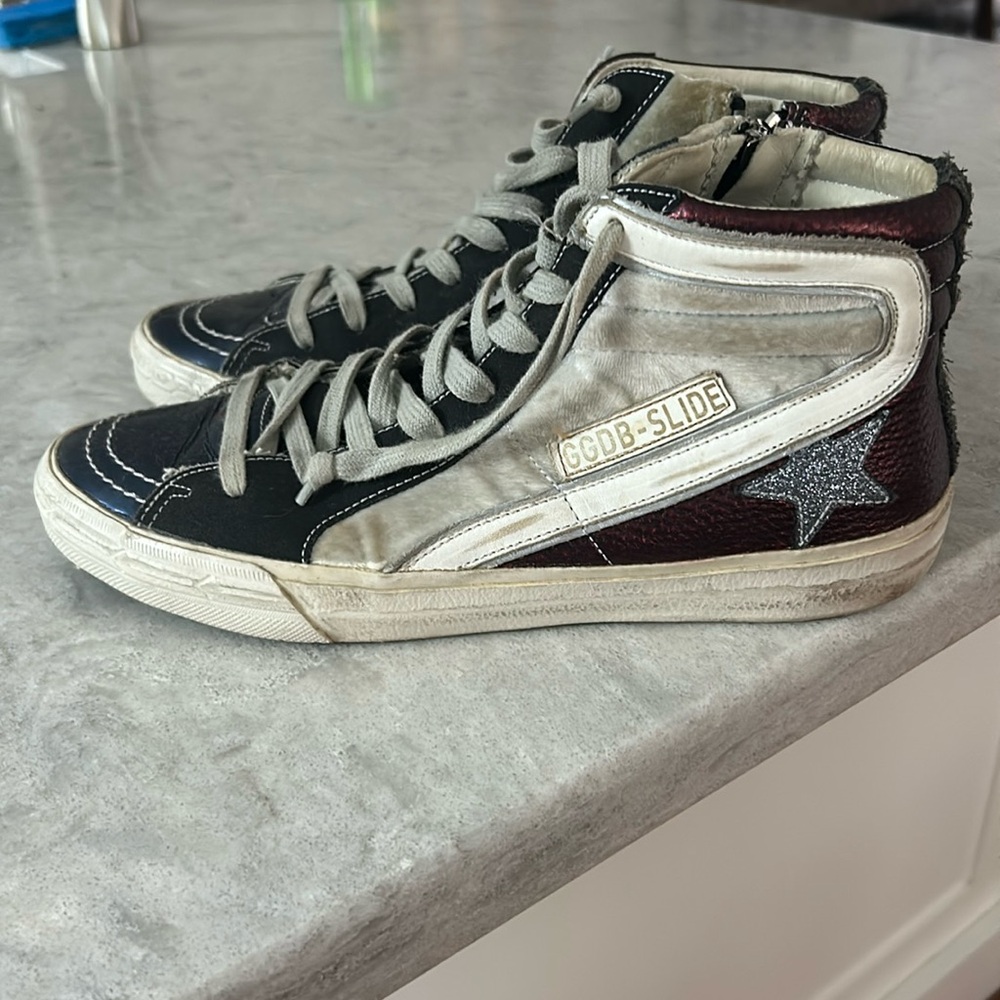 Golden Goose Slide Sneaker - Bordeaux Glitter and Ice Star